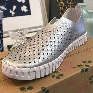 Ilse Jacobsen New Tulip Silver Perforated Slip-On